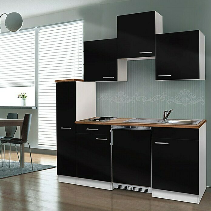 Respekta Cocina (Ancho: 180 cm, Con placa de dos fuegos, Negro)