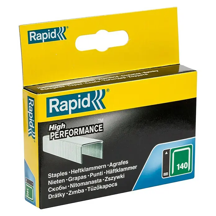 Rapid Flachdrahtklammern Typ 140Länge: 14 mm, Rückenbreite: 10,6 mm, 2.000 Stk. - Rapid 140 Hochleistungs-Heftklammern, ideal für Büro und Handwerk, für zuverlässiges Heften von Dokumenten und mehr.