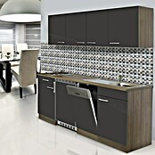 Respekta Cocina (195 cm, Con placa vitrocerámica, Gris)