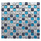 Mosaikfliese Quadrat Crystal Mix XCM CB 65 (30 x 32,5 cm, Blau, Glänzend)