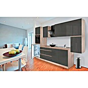 Respekta Premium Küchenzeile GLRP320HESG (Breite: 320 cm, Mit Elektrogeräten, Grau Hochglanz)