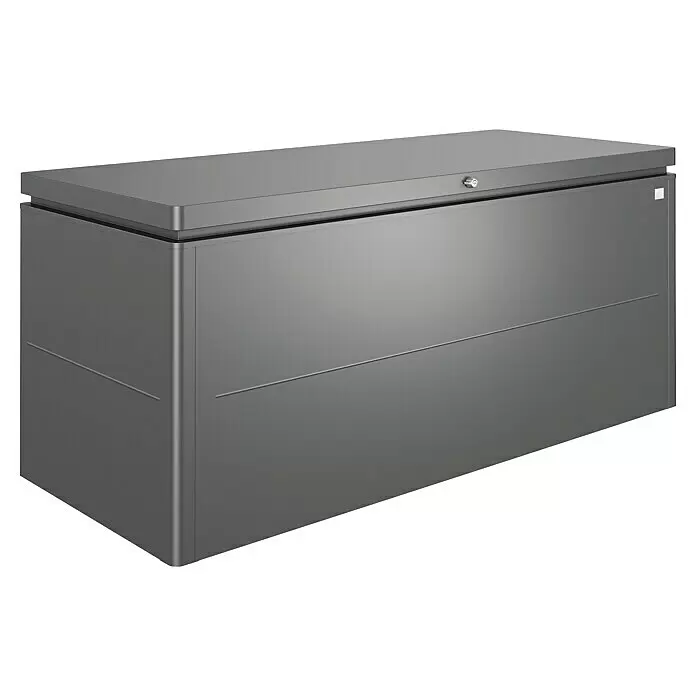 Biohort LoungeBox Gartenbox LoungeBox 200 - Dunkelgrau Metallic, L x B x H: 200 x 84 x 88 cm, Stahl - Diagonale Ansicht
