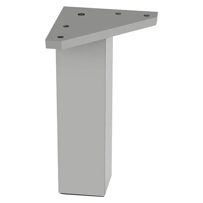Möbelfuß-Set - L x B x H: 4 x 4 x 15 cm, Traglast: 150 kg, Kunststoff, 4 Stk., Aluminium - Dieser schlichte Möbelfuß aus Metall bietet soliden Halt und moderne Ästhetik. Ideal für Tische und Schränke.