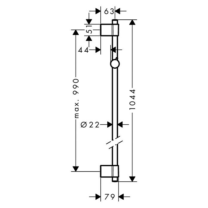 Hansgrohe Brausestange Unica VariaHöhe: 104,4 cm, Lochabstand: 40 - 97 cm, Chrom Sketch