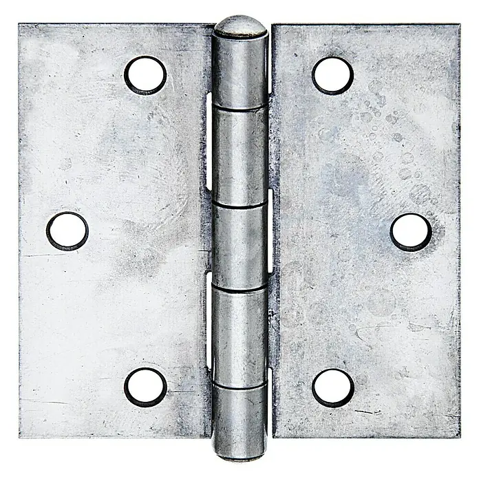 Stabilit Bisagra - L x An: 80 x 80 mm, Acero inoxidable - Detalle de una bisagra de puerta plateada, que muestra su funcionalidad y estabilidad para puertas.