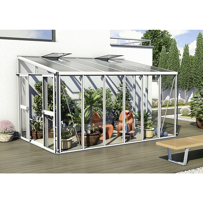 Vitavia Gewächshaus (2,66 x 3,97 x 2,39 m, Farbe: Weiß, Einscheibensicherheitsglas (ESG))
