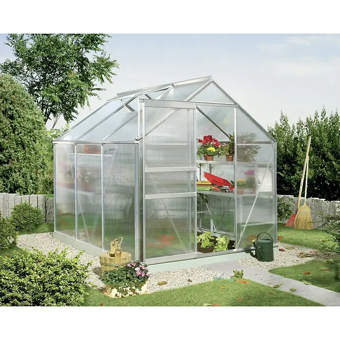 Vitavia Gewächshaus Calypso 3000 - Außenmaß inkl. Dachüberstand (B x T): 195 x 158 cm, 6 mm, Aluminium - Das Gewächshaus im Garten, ideal für Hobbygärtner. Eine robuste Struktur zum Anbau von Pflanzen.