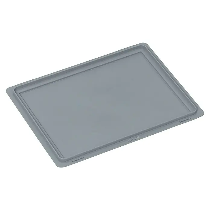 BAUHAUS Caja Euro rejilla + base con ruedas - 20 l, L x An x Al: 40 x 30 x 22 cm, 9 pzs. - Una bandeja rectangular de plástico gris con un borde elevado, ideal para el almacenamiento y la organización en diversos entornos.