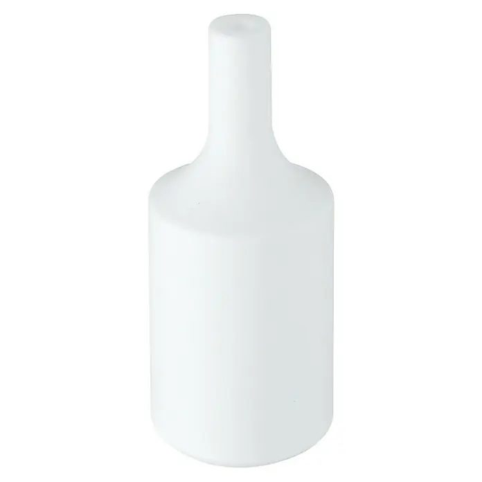 Home Sweet Home Lampenhülse - Weiß, Gummi - Nahaufnahme einer weißen Keramikvase mit zylindrischem Korpus und schmalem Hals, ideal als minimalistische Dekoration.