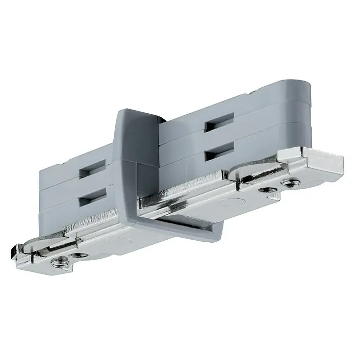 Paulmann URail Stromtrenner - 7 cm, 1.000 W, Chrom matt, 230 V, Kunststoff - Nahaufnahme einer Schubladenführung aus Metall und Kunststoff, die Funktionalität und Design vereint.