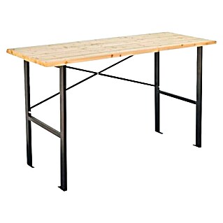 Banco de trabajo (L x An: 165 x 60 cm, Altura de trabajo: 85 cm, Carga soportada: 200 kg, Madera/Negro)