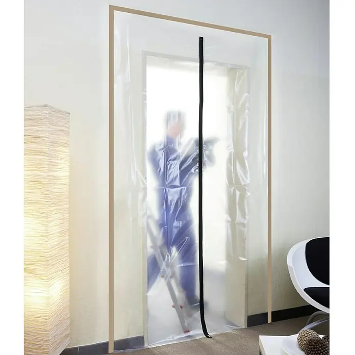 Wolfcraft Puerta antipolvo 4005000 - L x An: 2,15 x 1,05 m - Esta funda protege contra el polvo y la suciedad y es ideal para las reformas. Puerta de protección contra el polvo reutilizable con cremallera.