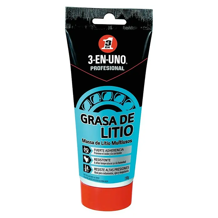3 en 1 Grasa de litio - 150 g - Imagen de un tubo de grasa de litio 3-EN-UNO, una grasa multiusos para alta adherencia, resistencia y altas presiones.