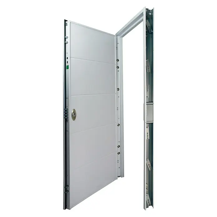 SegureStil Puerta de entrada exterior VH500 Serie V - 90 x 207 cm, Derecha, Blanco, Acorazada - Puerta de seguridad pintada de blanco con un diseño moderno y marco de puerta, que ofrece protección y estilo elegante.