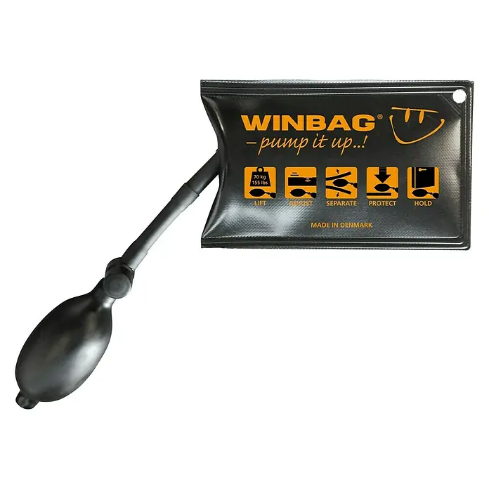 Montagekissen Winbag Mini - Traglast: 70 kg - Der WINBAG, ein aufpumpbarer Keil, ideal zum Heben, Anpassen und Schützen von Gegenständen. Er trägt Lasten bis zu 70 kg und ist in Dänemark hergestellt.