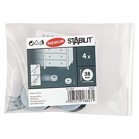 Stabilit Möbelgleiter Easy-Glider (Durchmesser: 38 mm, Mit Schraube, 4 Stk.)