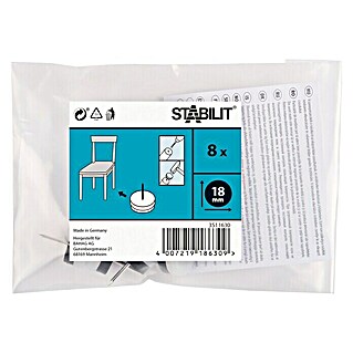 Stabilit Plastik-Gleiter (18 mm, 8 Stk., Weiß, Mit Stift)