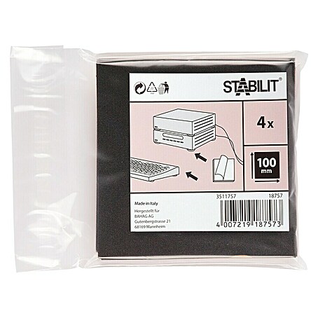 Stabilit Anti-Rutsch-Pad (100 x 100 mm, Schwarz, Kleben, 4 Stk.)