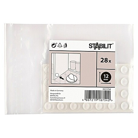Stabilit Rutsch- & Lärmstopper (Durchmesser: 12 mm, Transparent, Kleben, 28 Stk.)