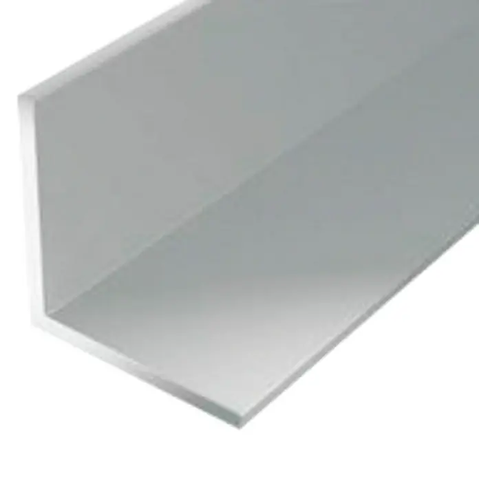 Stabilit Perfil angular - 2.000 x 50 x 50 mm, Espesor: 3 mm, Plateado - Foto de un perfil angular de aluminio plateado, ideal para proyectos de construcción y bricolaje. La forma y la superficie son claramente visibles.