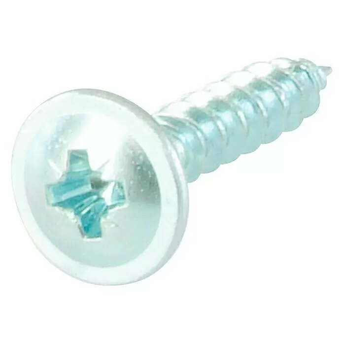 Suki Tornillo para partes posteriores de muebles - Ø x L: 3 x 16 mm, PZ 1, Acero, Zincado, 40 ud. - Tornillo plateado de cabeza alomada con arandela, ranura Phillips y rosca gruesa.