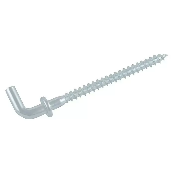 Suki Escarpia roscada con saliente - Ø x L: 1,8 x 23 mm, 8 ud., Rosca de madera, Baño de latón, Con saliente - Gancho de tornillo en forma de L galvanizado con un extremo roscado y puntiagudo.