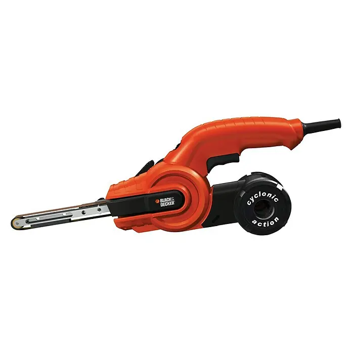Black+Decker Lijadora de banda estrecha eléctrica KA900E - 350 W - Una lijadora de banda naranja Black & Decker con "Acción ciclónica" para un lijado eficaz y un entorno de trabajo más limpio.