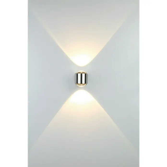 Lutec Aplique exterior LED Crystal - 10 W, 10,1 x 10 x 7,6 cm, Acero inoxidable, IP44, Ángulo de haz: 142 ° - Lámpara de pared moderna con iluminación hacia arriba y hacia abajo, ideal para interiores elegantes.