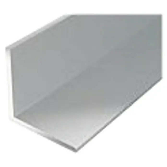 Stabilit Perfil angular anodizado - 2,6 m x 2 cm x 1,5 cm, Espesor: 2 mm, Plateado - Primer plano de un perfil angular de aluminio, que muestra su artesanía precisa y su superficie lisa. Ideal para construcciones y marcos.
