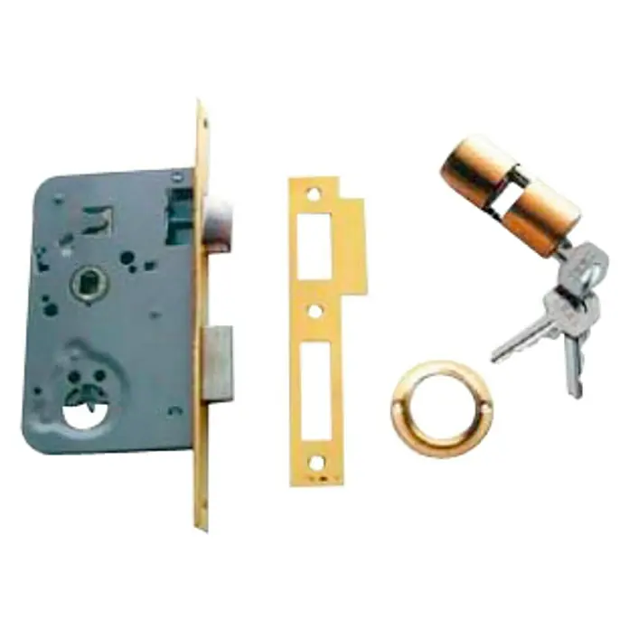 Tesa Assa Abloy Cerradura de embutir 20105PVIHL - Puerta exterior, Llave - Un juego de cerradura de embutir con cuerpo de cerradura, placa de cierre, cilindro y llaves. Ideal para la instalación y seguridad de puertas.