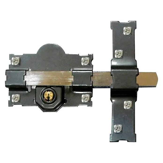 FAC Cerrojo 101L Pintado - L x An x Al: 105 x 173 x 85 mm - Cerradura de cerrojo negra con cerrojo plateado y ojo de cerradura para mayor seguridad.