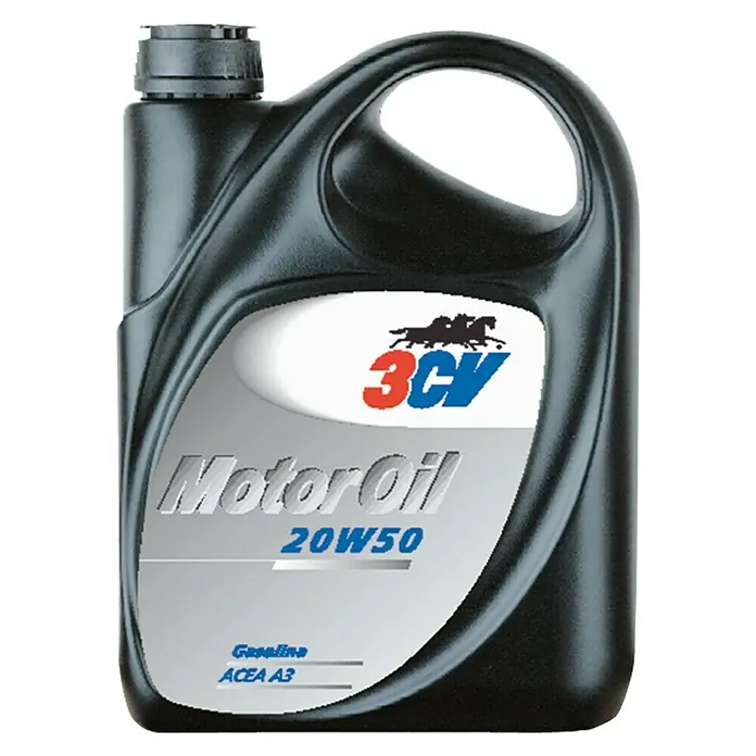 Aceite para motor 20W50 - 20W-50, 5.000 ml - Envase negro de aceite de motor 20W50 de la marca 3CV, apto para motores de gasolina.