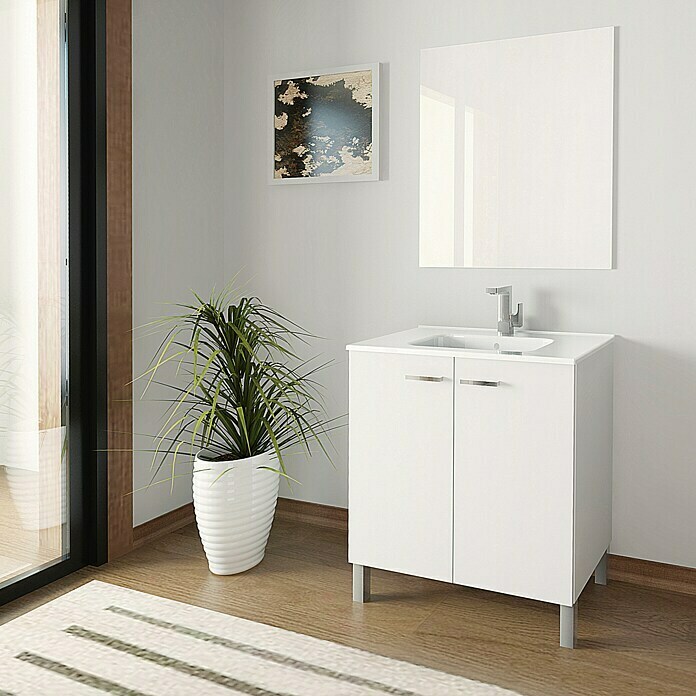 Conjunto de mueble de baño Fran (80 cm, 3 piezas, Blanco)
