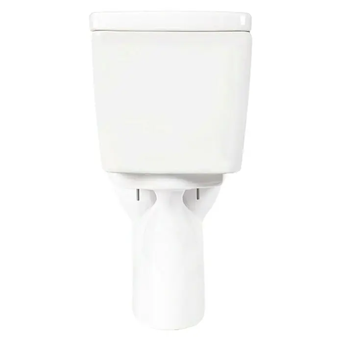 Roca Mitos Pack de WC adosado - Con borde de descarga, Salida WC: Vertical, Blanco, Adosado a pared - Primer plano de un inodoro blanco, que muestra su diseño elegante y su estética limpia para espacios de baño modernos.