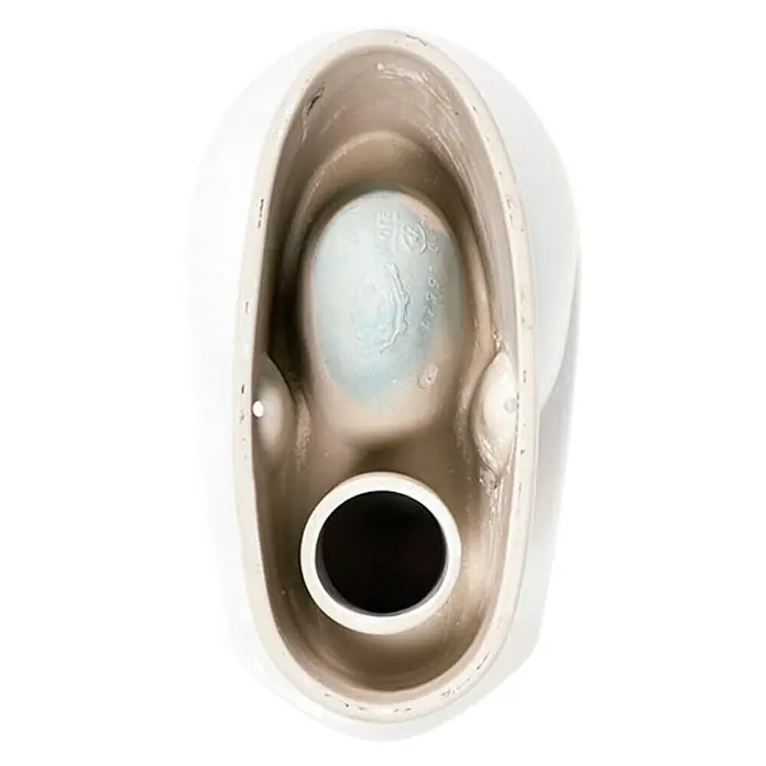 Roca Mitos Pack de WC adosado - Con borde de descarga, Salida WC: Vertical, Blanco, Adosado a pared - La imagen muestra un inodoro blanco desde arriba, mostrando claramente la forma cerámica interior y la salida del desagüe.