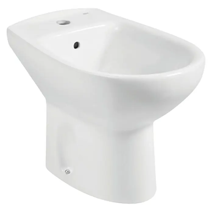 Roca Mitos Bidé - 35,5 x 53 cm, Blanco, Otros, Sin esmalte especial - Bidet blanco de pie con forma moderna para el baño. Sanitario para la higiene y el confort en el baño.