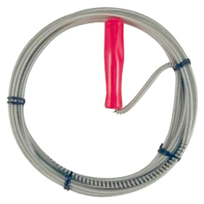 Desatascador espiral - Largo: 3 m, Diámetro: 6 mm, Apto para: Tuberías de desagüe - Desatascador de drenaje en espiral con mango rojo para limpiar desagües obstruidos. Herramienta práctica para fontanería.