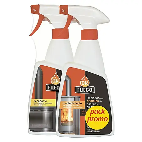 Ok Fuego  Limpia cristales de chimenea y decapante pack