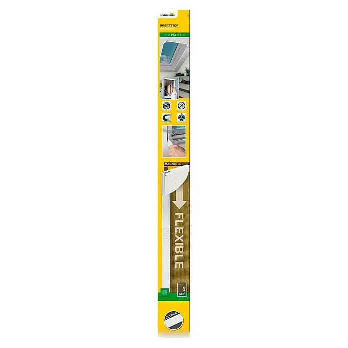 Schellenberg Insektenschutz-Dachfenster Magnetic - B x H: 80 cm x 140 mm, Weiß, Montage Insektengitter: Magnetisch anheften - Schellenberg Insektenschutz-Magnetrahmen für Fenster bis 80x140 cm: Flexibles, magnetisches Fliegengitter für unkomplizierten Insektenschutz im Zuhause.