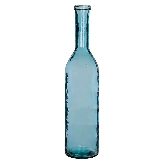 Jarrón Rioja - Ø x Al: 18 x 75 cm, Vidrio, Azul - Botella de vidrio alta y azul, ideal para decoración o para guardar líquidos. Diseño sencillo apto para cualquier ocasión.