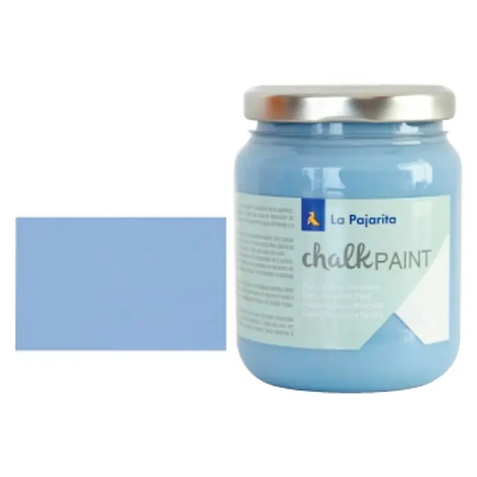 La Pajarita Pintura de tiza Chalk Paint - Azul horizonte, 175 ml, Mate - Pintura a la tiza La Pajarita en un tono azul claro. Ideal para muebles y proyectos de decoración, ofreciendo un aspecto vintage.