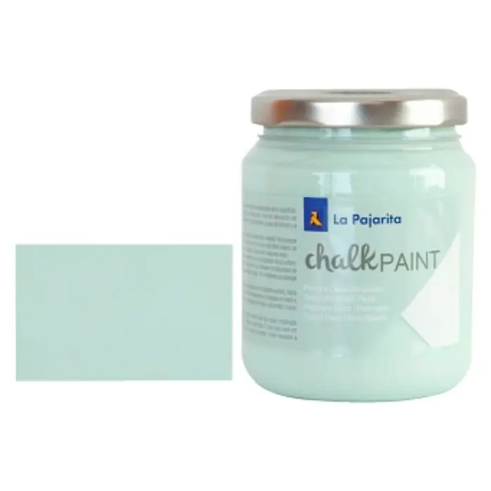 La Pajarita Pintura de tiza Chalk Paint - Mint, 175 ml, Mate - Pintura a la Tiza La Pajarita en un tono turquesa claro. Ideal para muebles y decoración, dando un toque vintage a cualquier espacio.