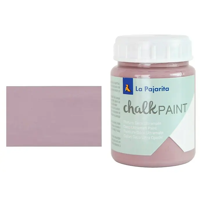 La Pajarita Pintura de tiza Chalk Paint - Malva fumée, 75 ml, Mate - Bote de pintura de tiza La Pajarita para decoraciones y manualidades. La pintura es ultra mate y tiene un color precioso.