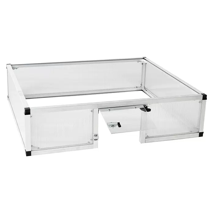 KGT Frühbeet Schildkröten-Unterbau 100 - 103 x 91 x 26 cm, Kunststoff, Silber - Aluminium-Frühbeet mit transparenten Polycarbonatplatten und aufklappbarer Fronttür.