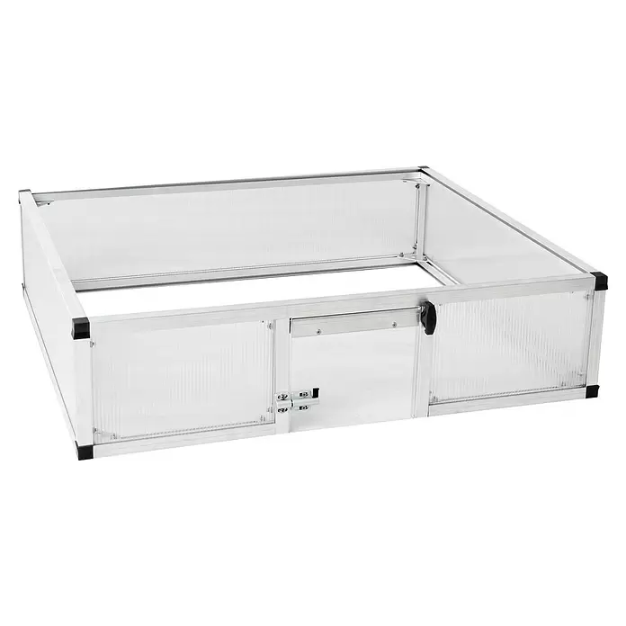 KGT Frühbeet Schildkröten-Unterbau 100 - 103 x 91 x 26 cm, Kunststoff, Silber - Silbernes Aluminium-Frühbeet mit transparenten Platten und verschiebbarer Vorderseite zum Pflanzenschutz.