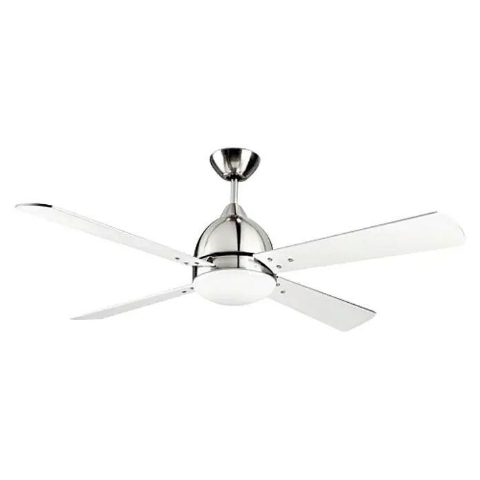Leds-C4 Ventilador de techo Borneo - Plata, 106 cm, 40 W - Elegante ventilador de techo cromado con cuatro aspas y luz blanca, perfecto para espacios modernos.
