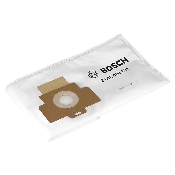 Bosch Staubsaugerbeutel - Material: Vlies, 3 Stk. - Weißer Bosch Staubsaugerbeutel aus Vliesstoff mit braunem Kartonanschluss.