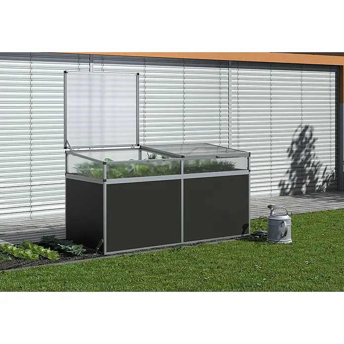 KGT Frühbeet-Aufsatz Hochbeet 210 - Passend für: KGT Hochbeet 210, L x B x H: 205 x 91 x 31 cm - Ein geräumiger Frühbeetkasten mit Fenster und robustem Rahmen für den Garten. Perfekt für den Anbau von Gemüse und Pflanzen.