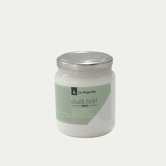 La Pajarita Pintura de tiza Chalk Paint - Blanco nube, 175 ml, Mate - Bote de La Pajarita Chalk Paint Deco, una pintura de alta calidad para proyectos creativos.
