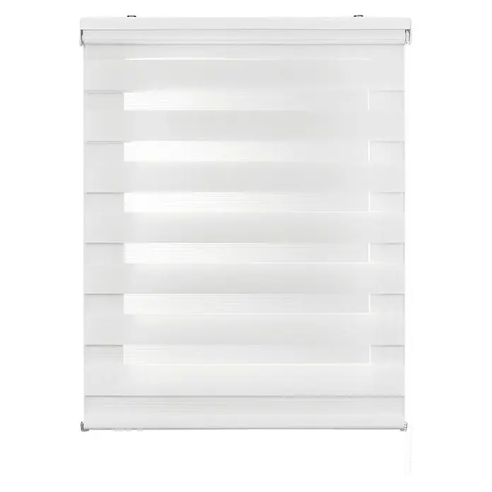 Estor noche y día Duolux - An x Al: 140 x 250 cm, Blanco - Estor enrollable blanco con franjas horizontales para privacidad y control de la luz. Un tratamiento moderno para ventanas de hogares.